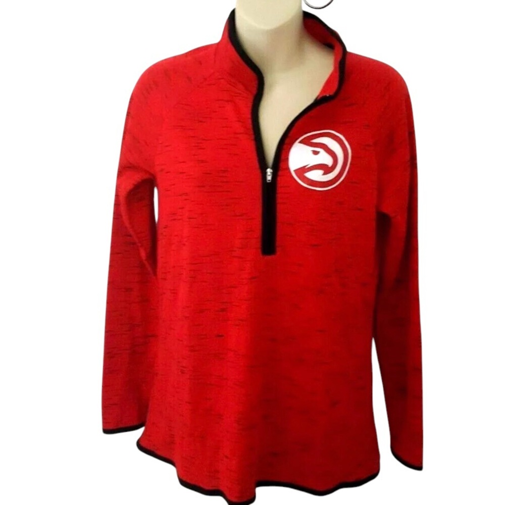 Atlanta Hawks Womens Jacket Size Small Red Pullover Track Style Stretchy